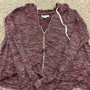 American Eagle Outfitters Maroon Zip-Up Hoodie